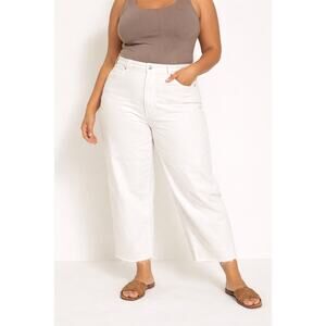 Madewell Curvy Barrel Jeans White Cropped Raw Hem 18W NWT